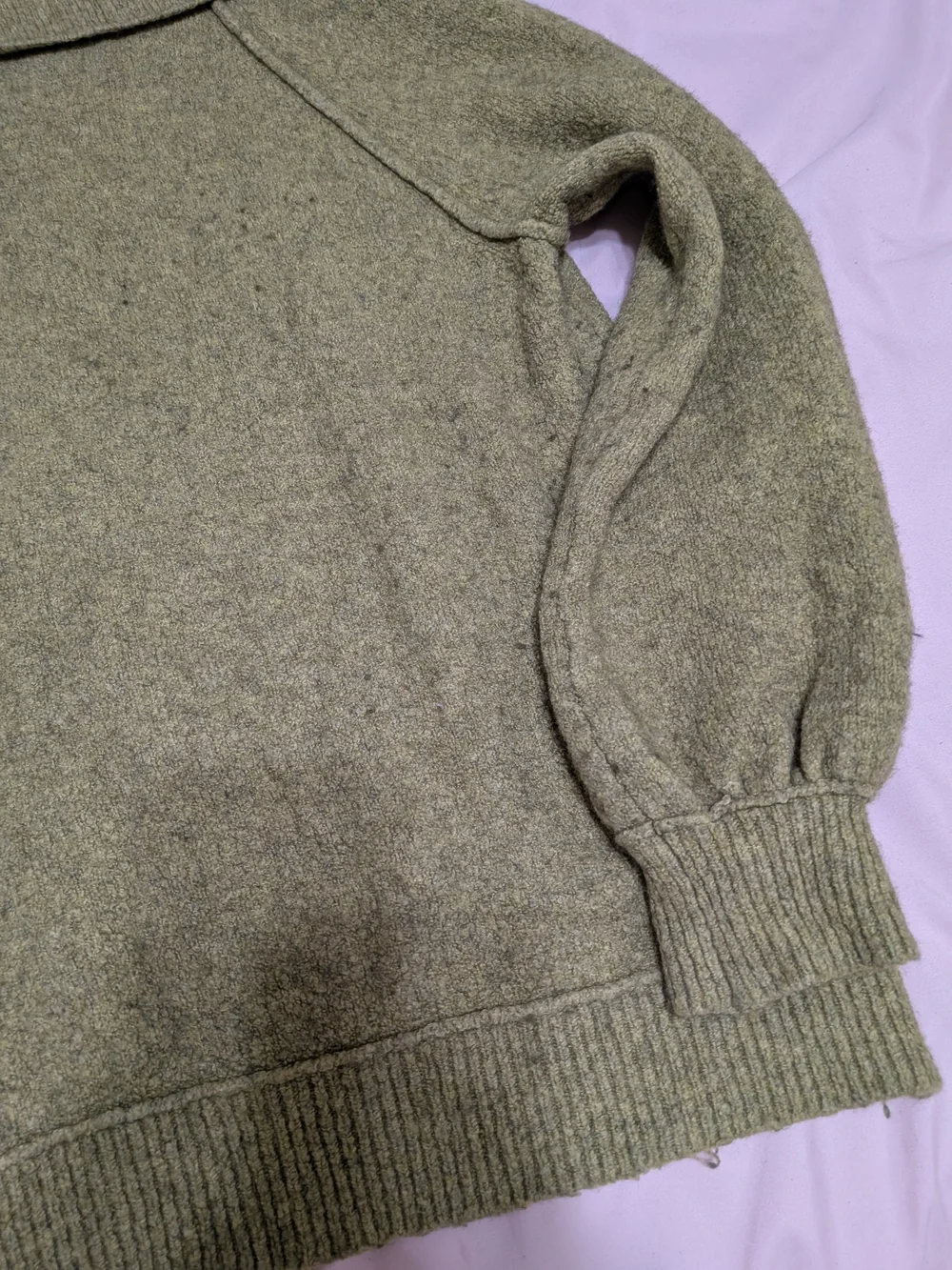 Free People Olive Green Off-the-Shoulder Knit Sweater - Picture 2 of 9